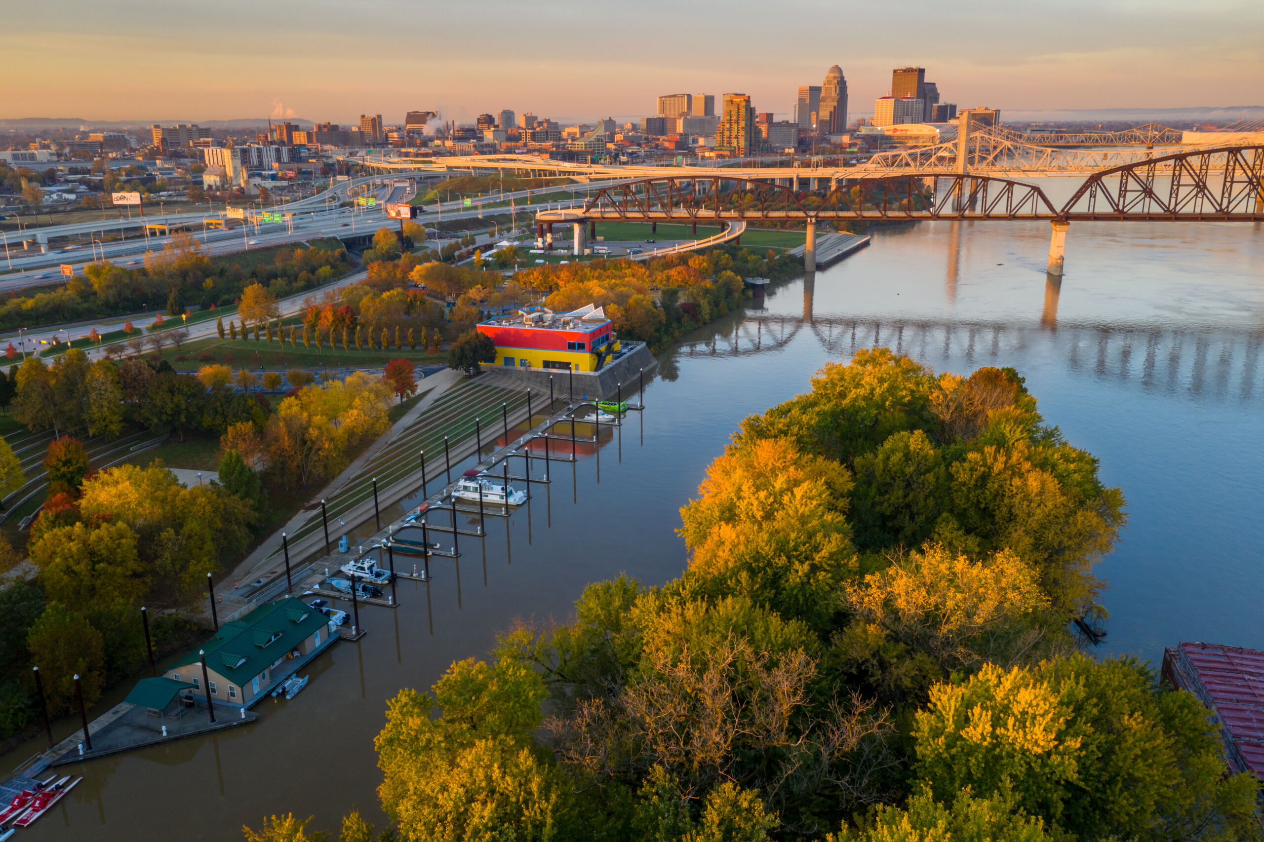 Waterfront Park Fall skyline bridge boats